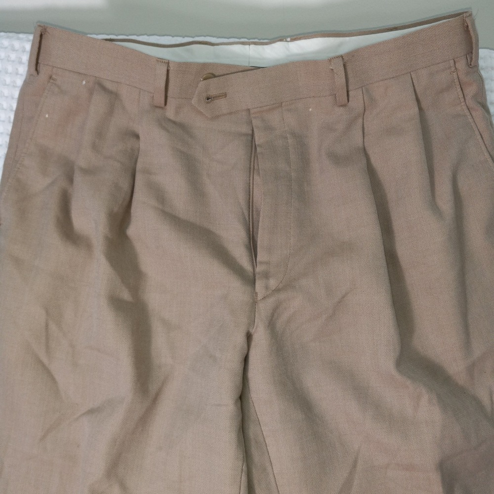 Polo Ralph Lauren Khaki Pants Mens 36X31 Classic Fit Pleated 100% WOOL Straight